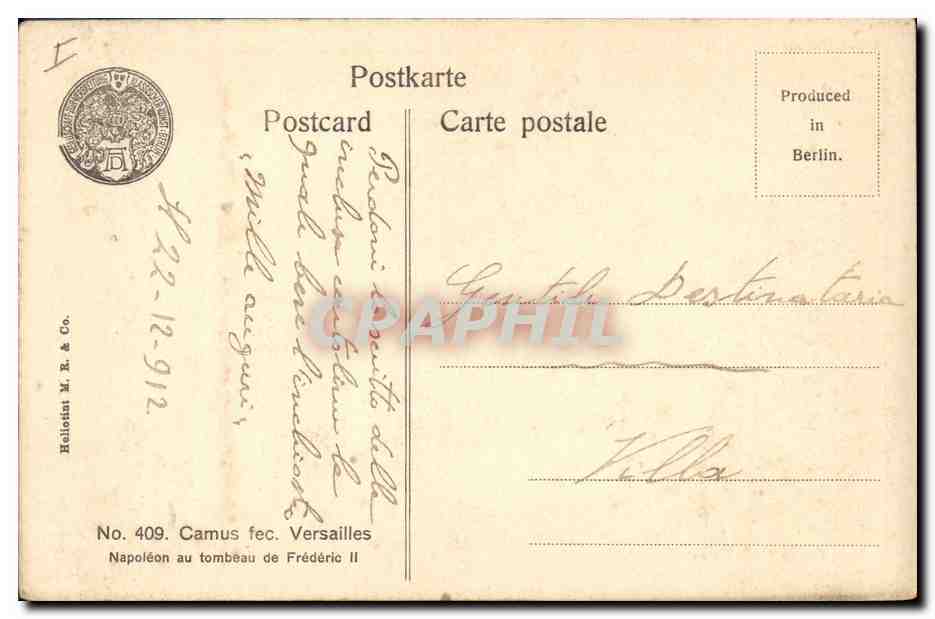 CPA Napoleon 1er au tombeau de Frederic II Versailles — Rückseite