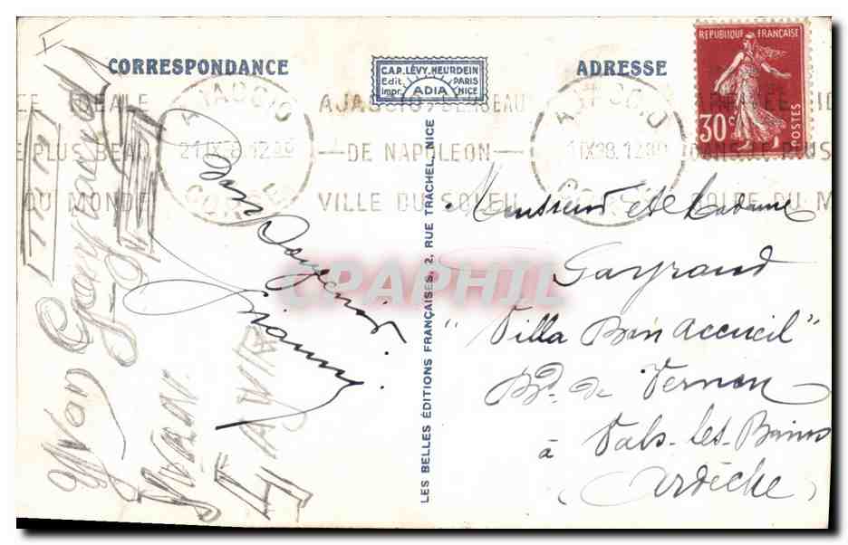 CPA Napoleon 1er Ajaccio Musee Fesch David — Verso