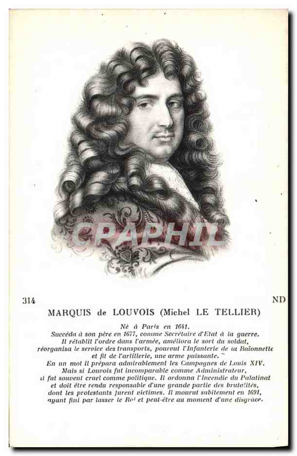 Marquis de Louvois (Michel Le Tellier) — portrait gravé — éditeur Moutet, Paris