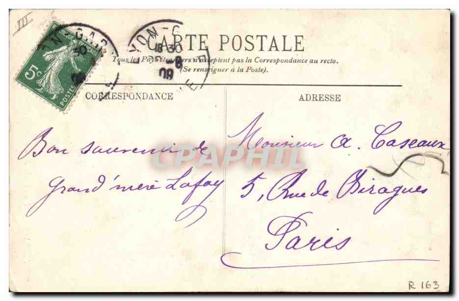 LYON — Les Pigeons de la Place des Terreaux et Fontaine Bartholdi — LL. n°491 — Verso