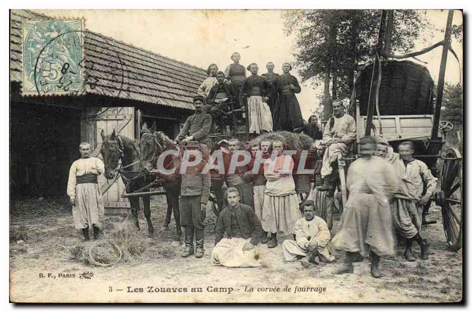 Los Zouaves en el Campo — La corvée de heno — B. F., París