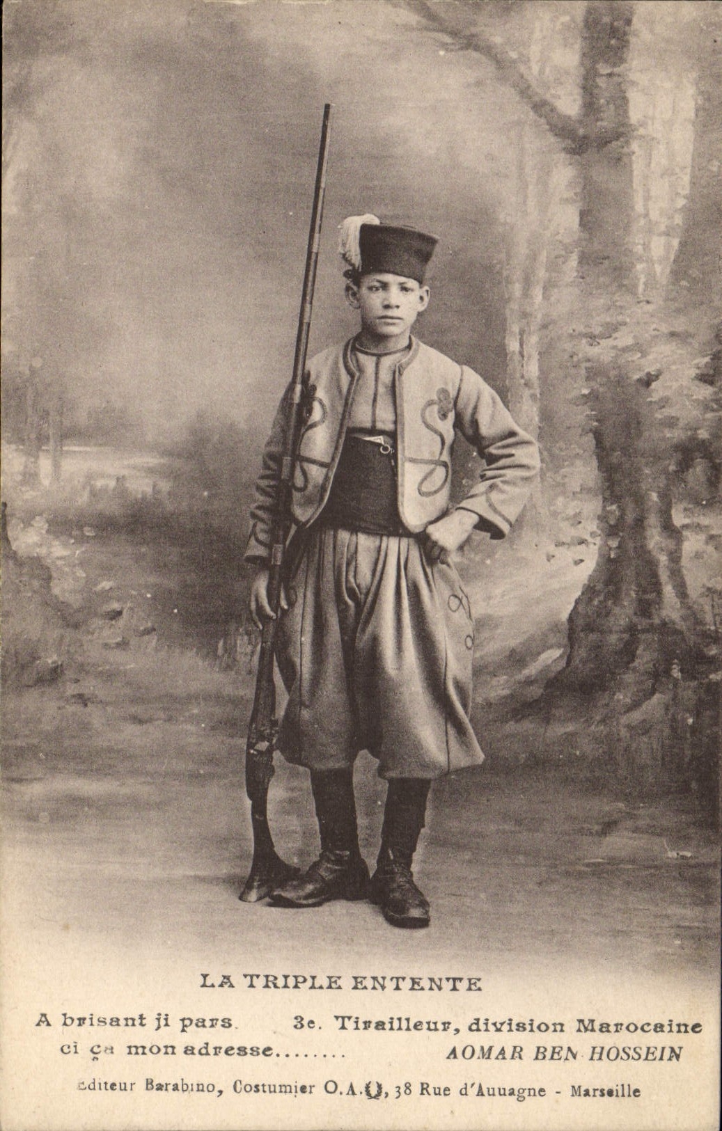 Tirailleur marocain — 3e Tirailleur, division Marocaine — éditeur Barabino, 38 Rue d'Auugagne - Marseille