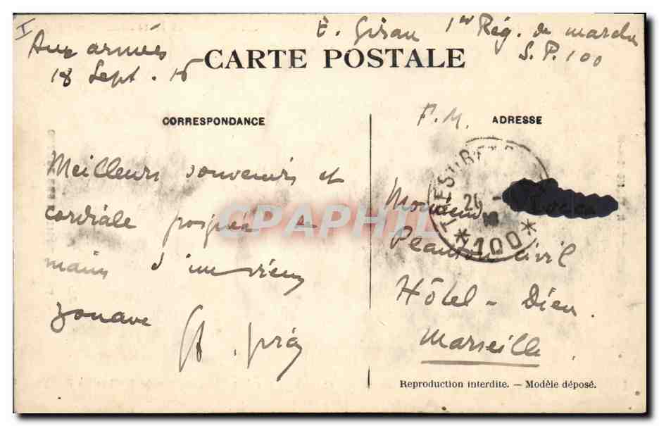 CPA Militaria Defense du pont de Drie Crachten par le 1er regiment de Zouaves — Rückseite