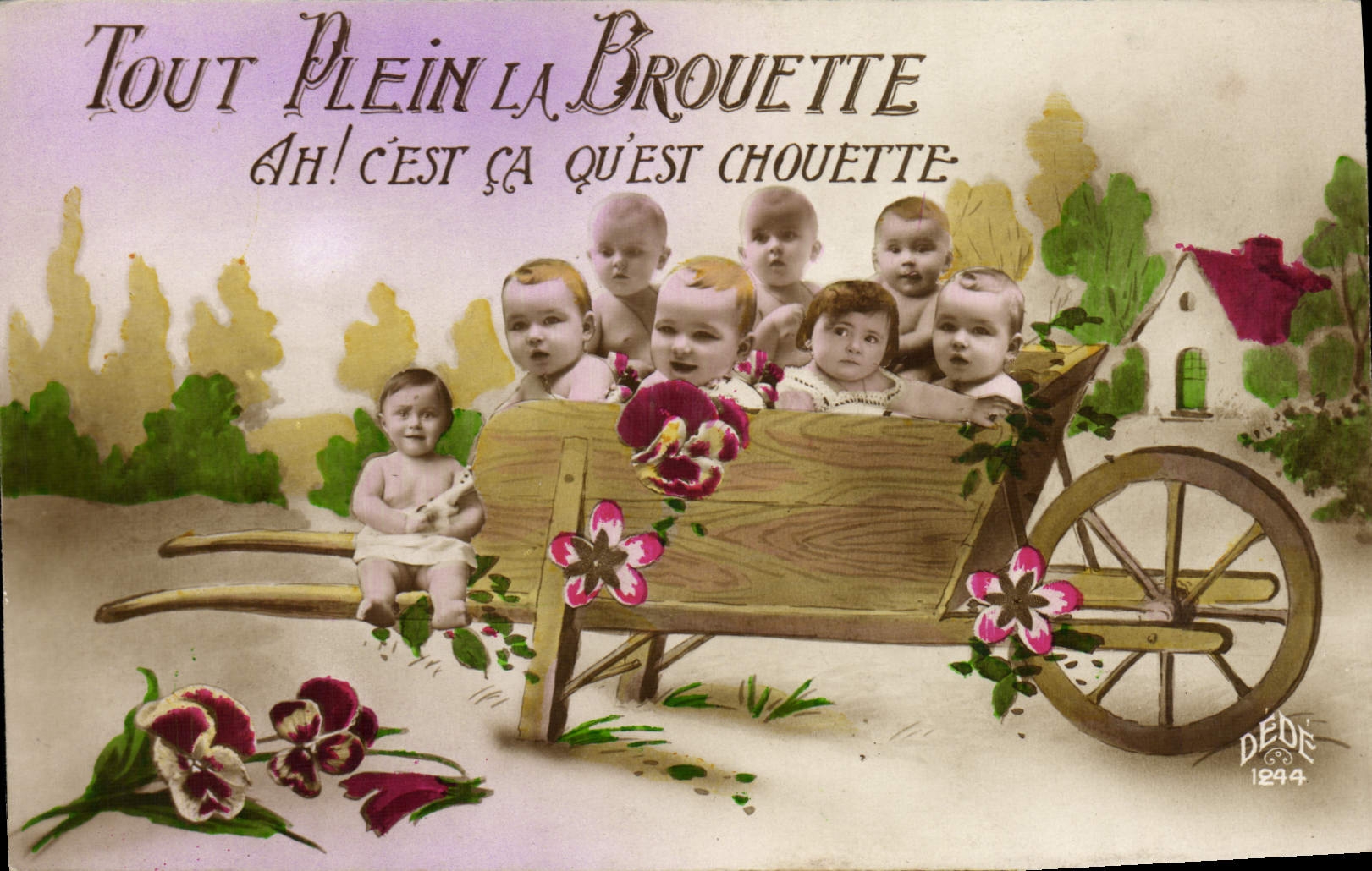 CPA Fantaisie Enfant Bebe Brouette