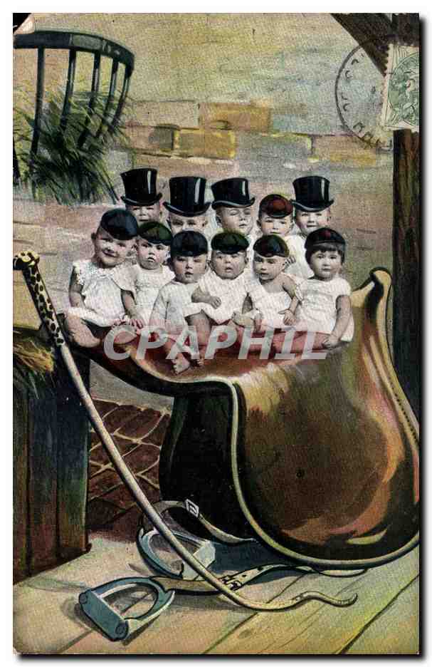 Douze bébés en chapeaux — édition série 434 — éditeur non visible