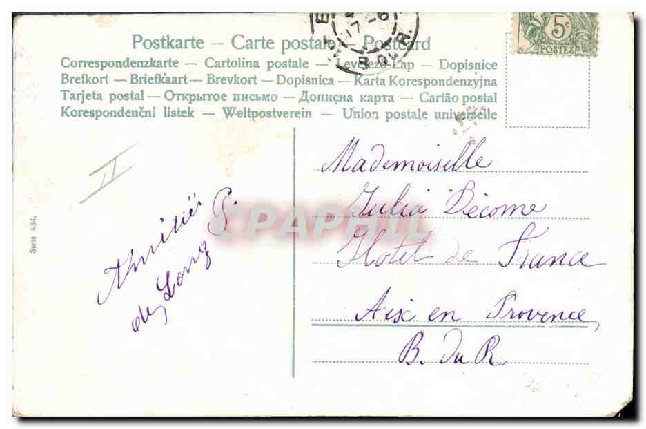 Douze bébés en chapeaux — édition série 434 — éditeur non visible — Verso