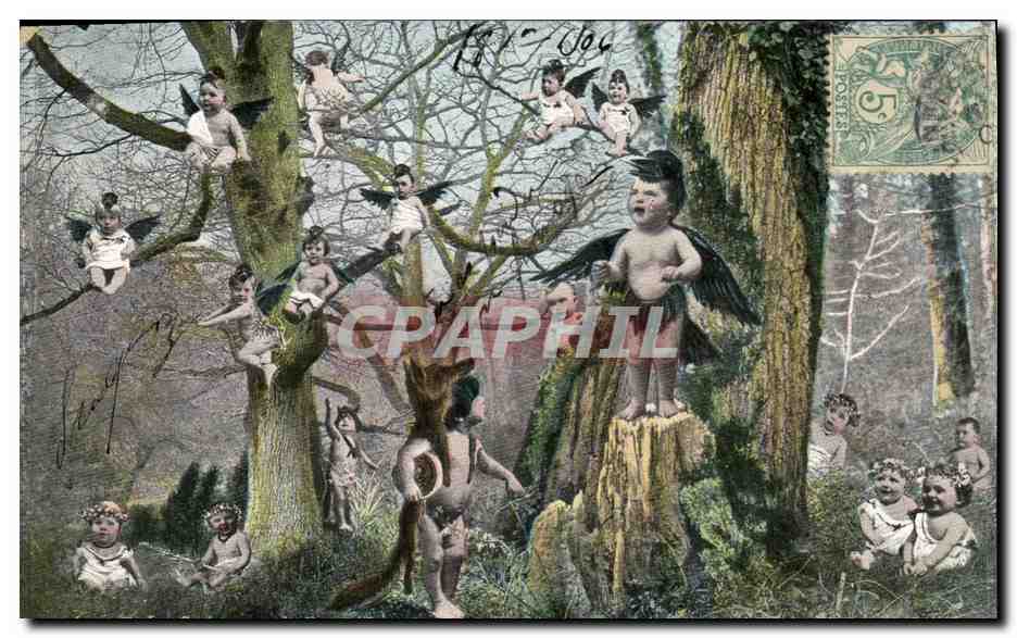 CPA Fantaisie Enfant Bebe Le corbeau et le renard