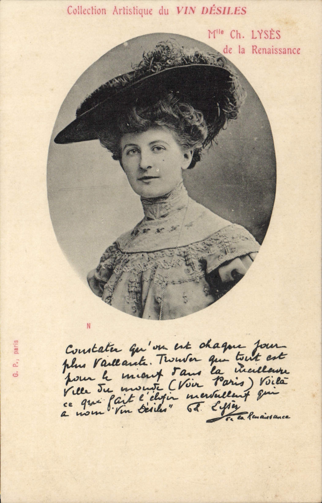 Mlle Ch. LYSÈS de la Renaissance — Collection Artistique du VIN DÉSILES — G. P., Paris
