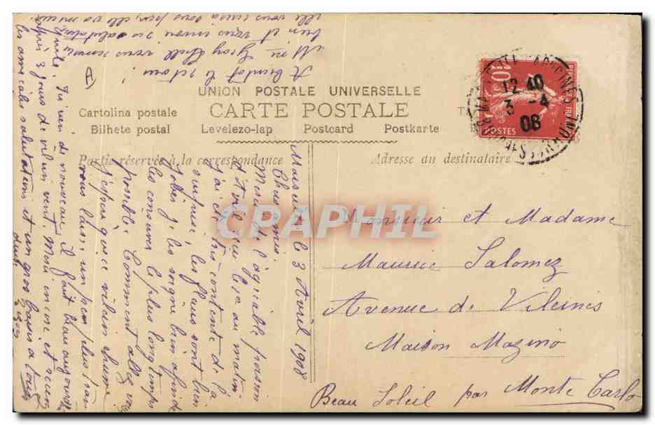 CPA Fantaisie Femme Theatre Sunieres — Verso