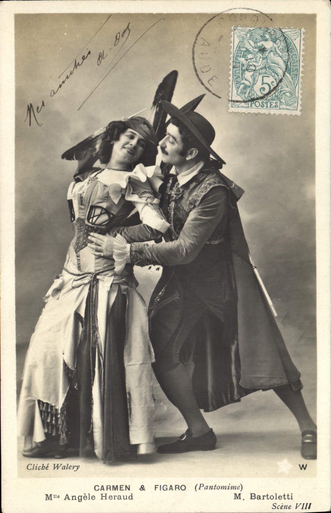 Carmen & Figaro (Pantomime) — Mlle Angèle Heraud & M. Bartoletti — Cliché Walery, Série n. 589