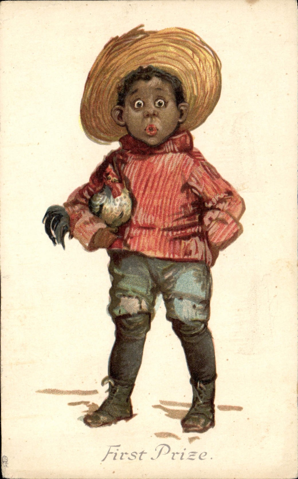 CPA Negre Enfant de couleur Coq