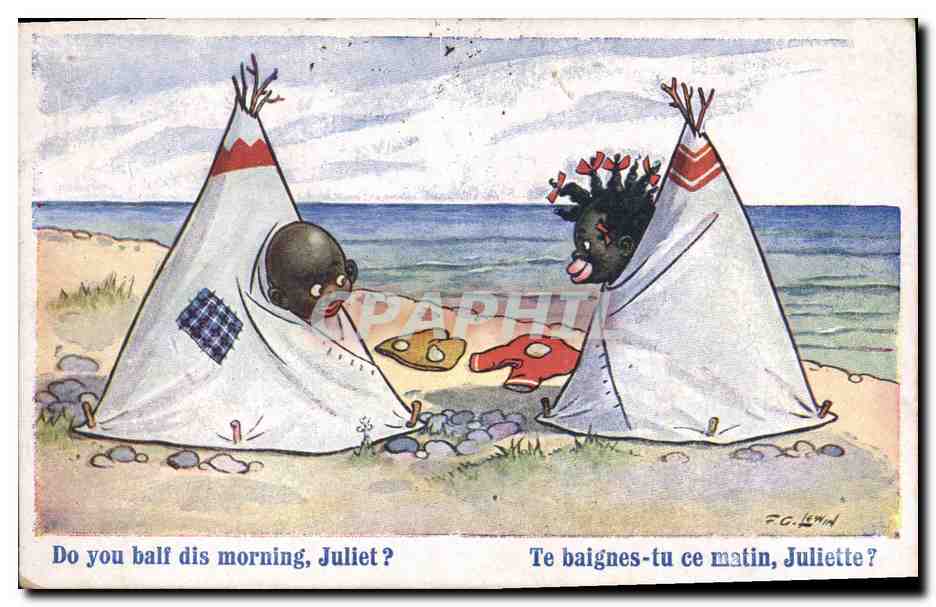 CPA Negre Enfant de couleur Te baignes tu ce matin Juliette