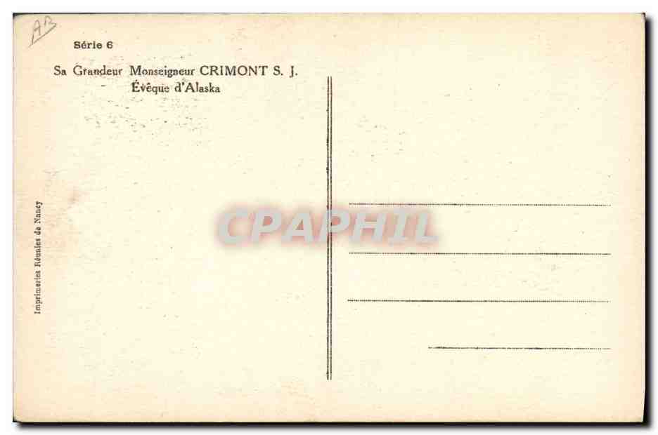 Évêque d'Alaska — Monseigneur Crimont S.J. — Imprimerie Fédérale de Nany — Reverso