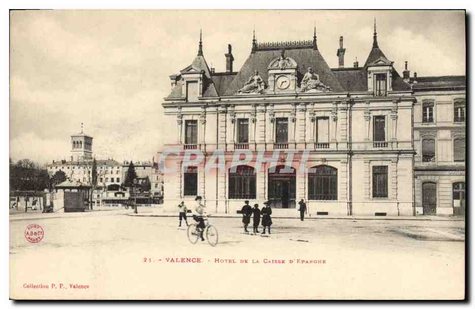 CPA Banque Valence Hotel de ville de la Caisse d'Epargne Velo Cycle 