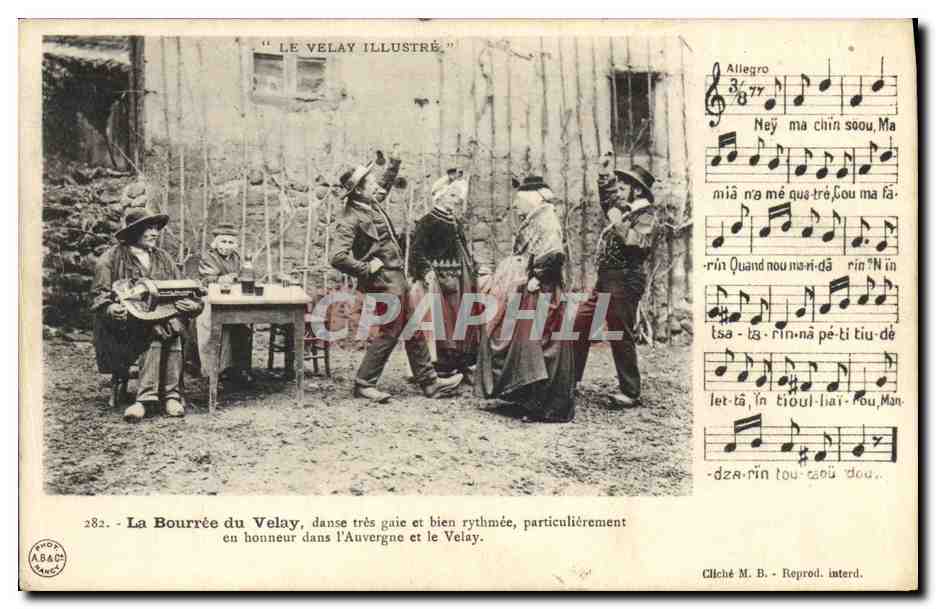CPA Folklore Auvergne La Bourree du Velay