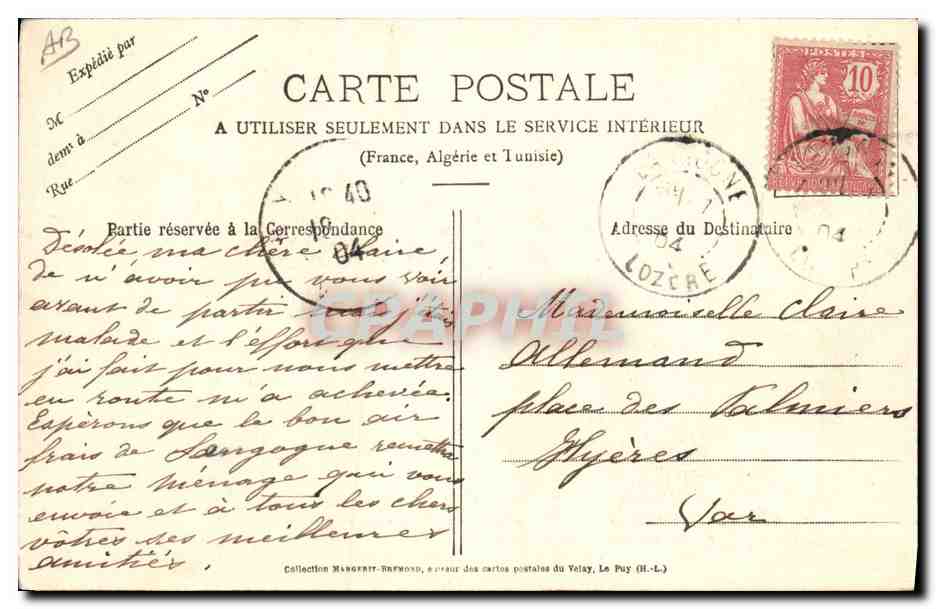 CPA Folklore Auvergne La Bourree du Velay — Rückseite
