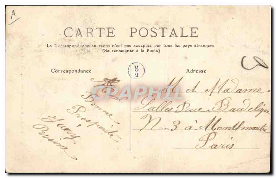CPA Folklore Auvergnate en costume de fete — Verso
