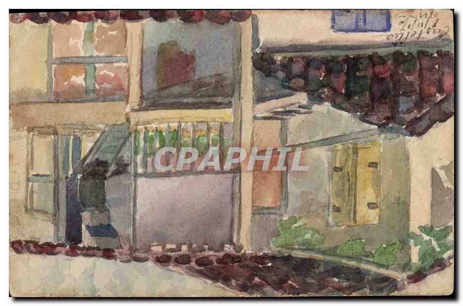 Vue d'une rue à Castellina — dessin à l'aquarelle — éditeur non visible