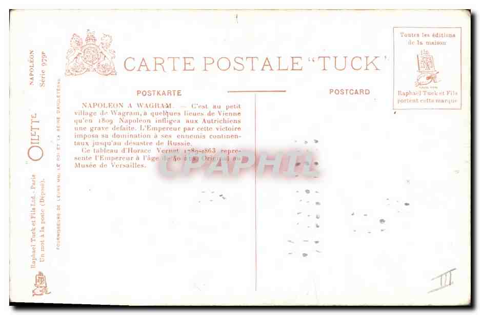 CPA Napoleon 1er Wagram — Verso