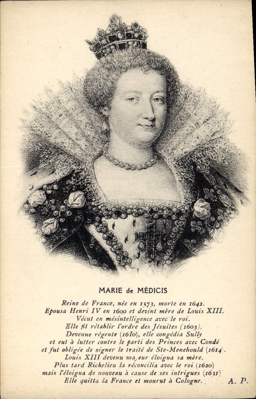 CPA Marie de Medicis Reine de France