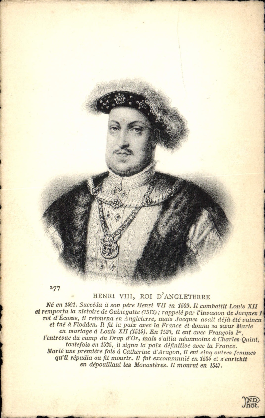 CPA Henri VIII Roi d'Angleterre