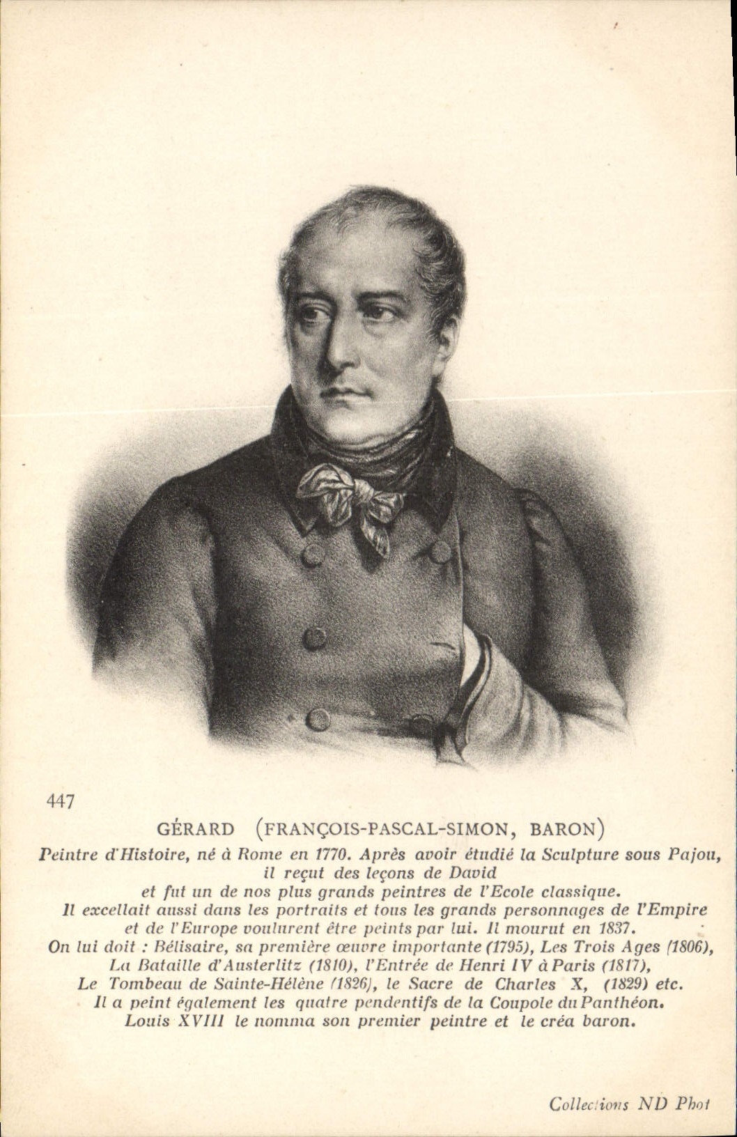 CPA Gerard Francois Pascal Simon Peintre d'histoire