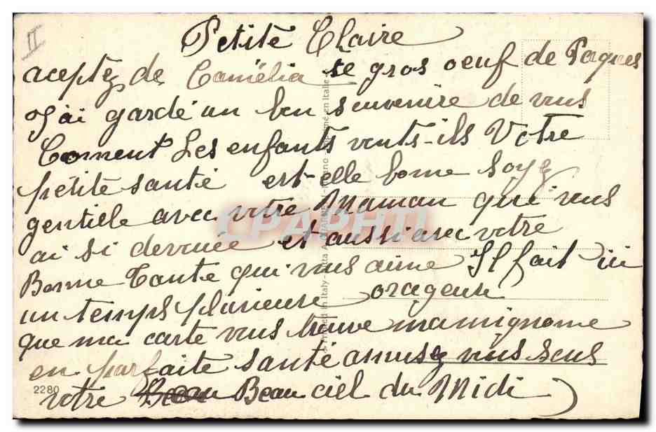 CPA Enfant Coq Paques oeuf  — Rückseite