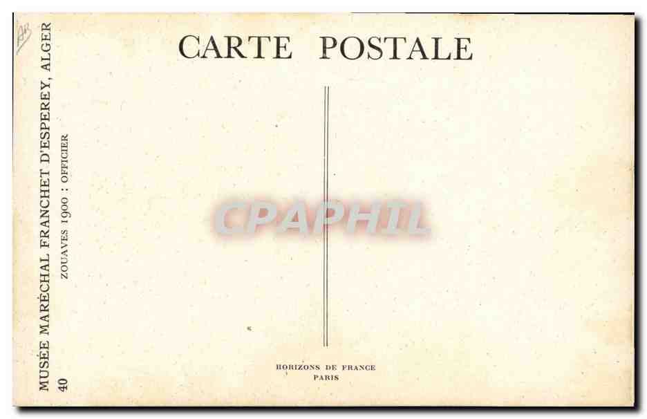 CPA Militaria Zouaves 1900 Officier Musee Marechal Franchet d'Esperey Alger — Rückseite