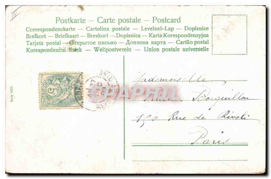 Fleurs et enfants — collage décoratif — éditeur inconnu, série 408 — Rückseite