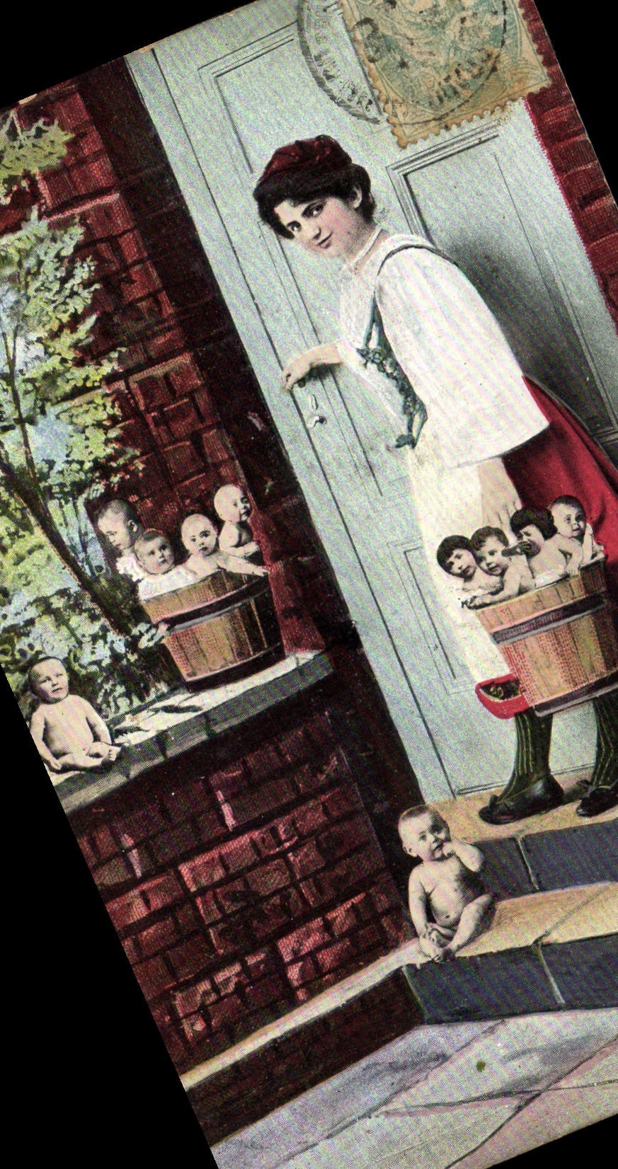 Frau mit mehreren Kindern in Eimern — K. F. Verlag, Paris, Serie 1326