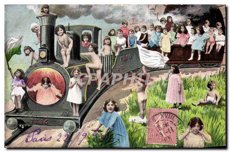 CPA Fantaisie Enfants Train