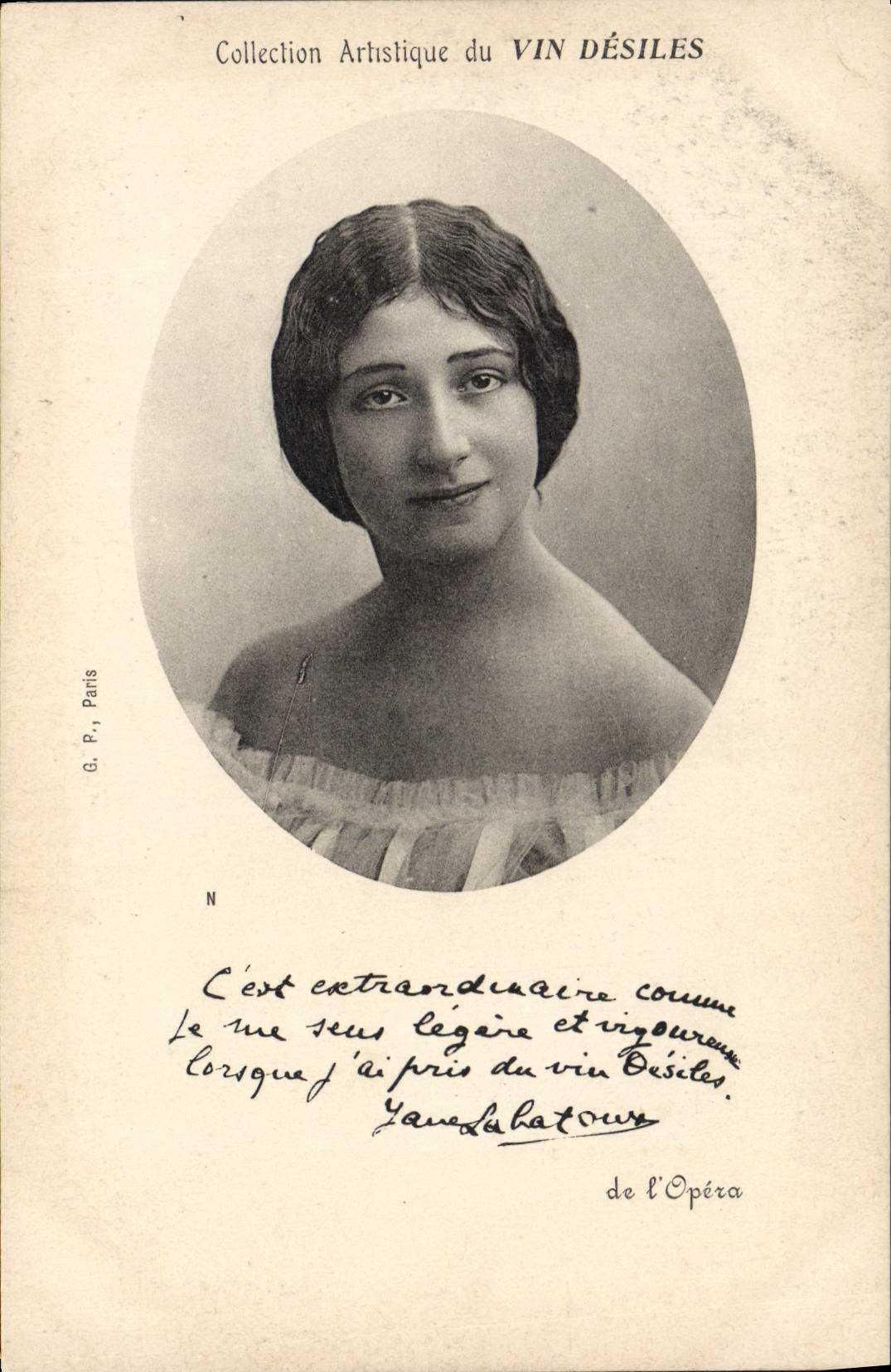 Sujet inconnu — Collection Artistique du VIN DÉSILES — G. P., Paris, N