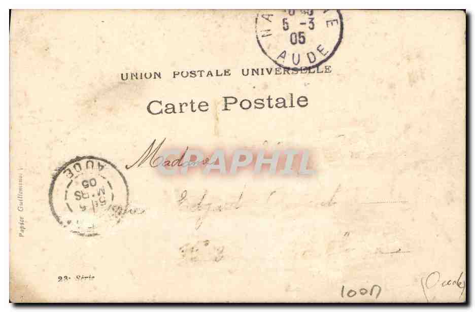 Les Faunes — Sujet : danseuse en costume de scène — éditeur Lacroix, n° de série 23 — Verso