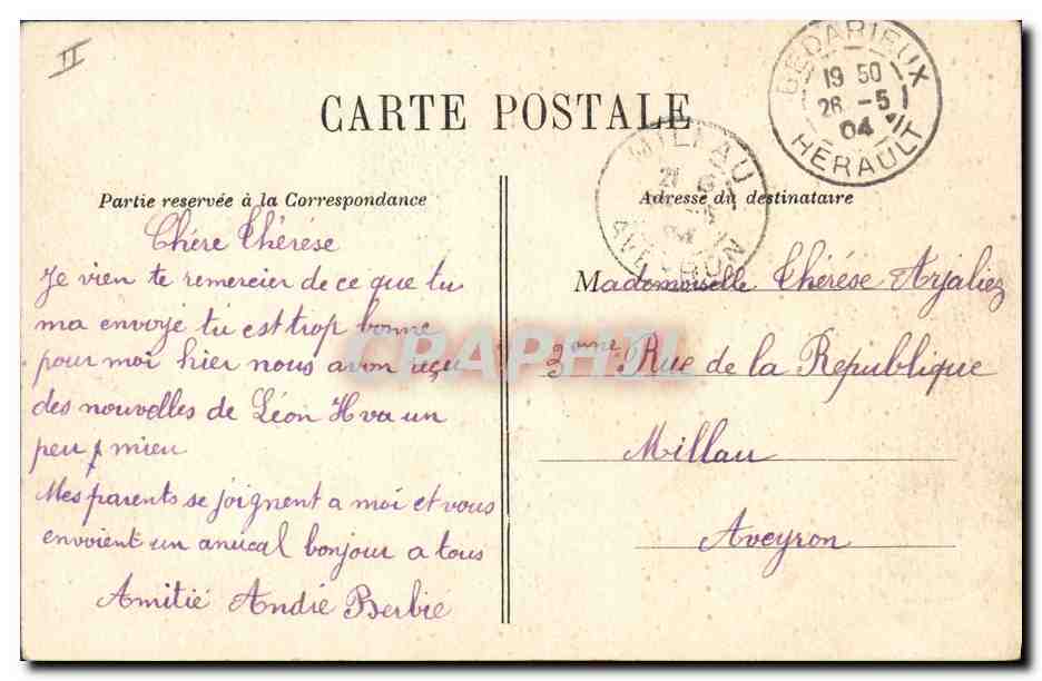CPA Polaire Lamalou les Bains Monument Charcot — Rückseite