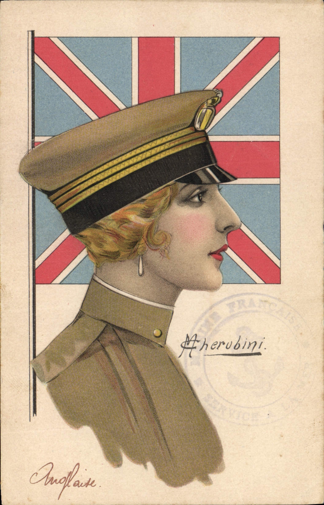 CPA Fantaisie Illustrateur Cherubini Femme Anglaise