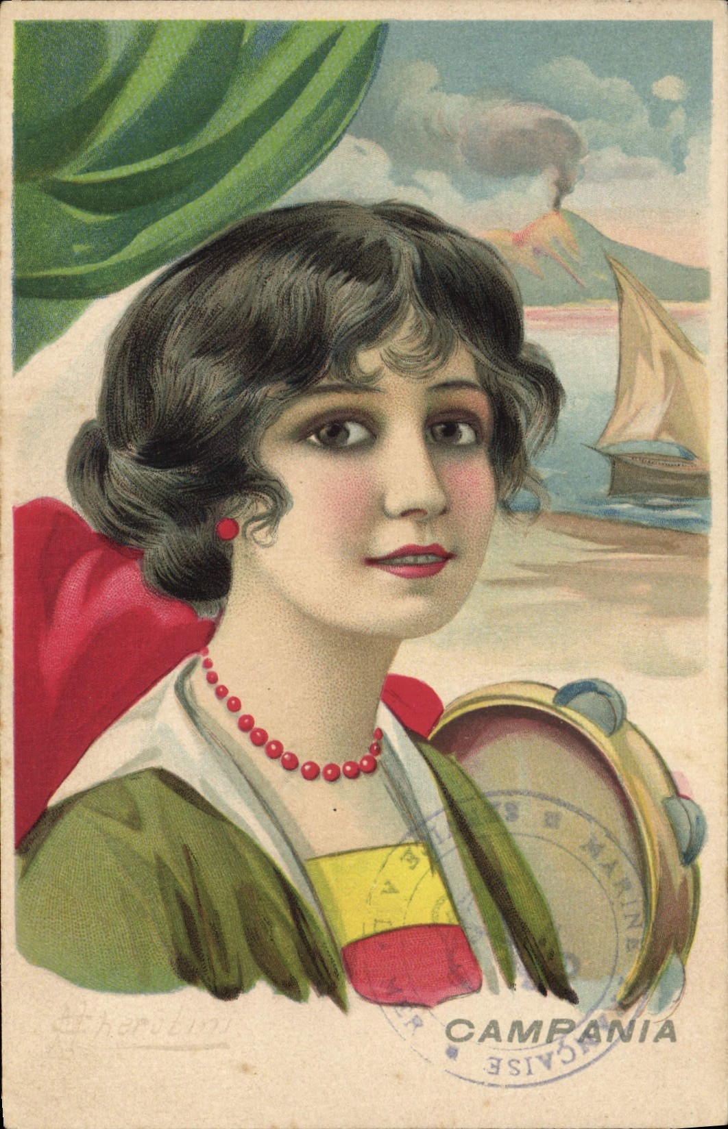 CPA Fantaisie Illustrateur Cherubini Femme Campania