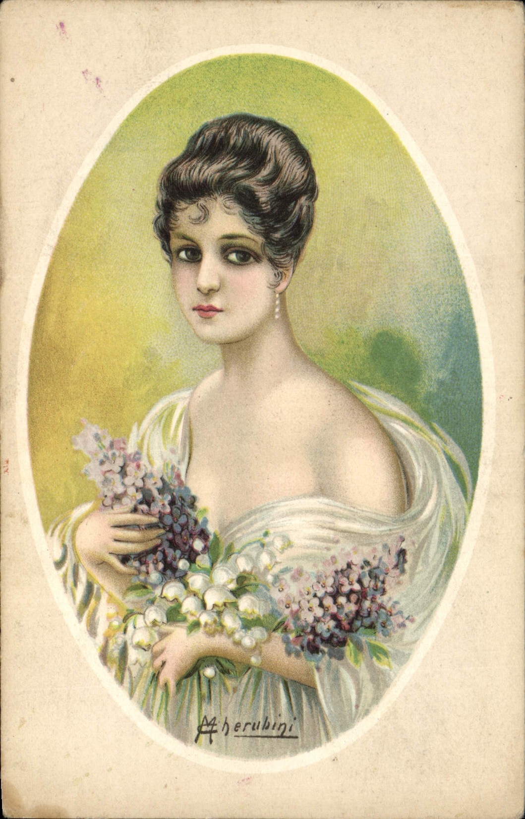CPA Fantaisie Illustrateur Cherubini Femme