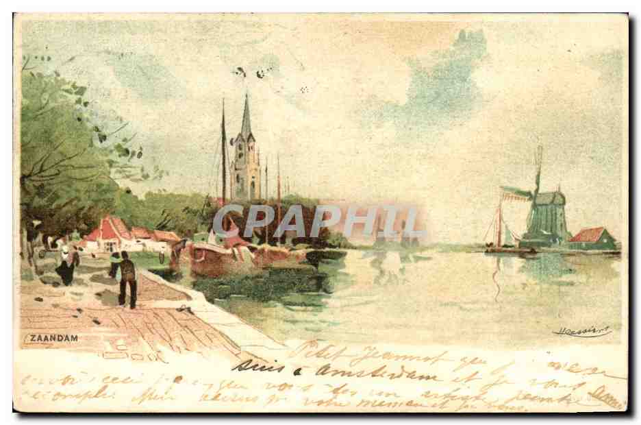 CPA Fantaisie Illustrateur Zaandam Moulin a vent