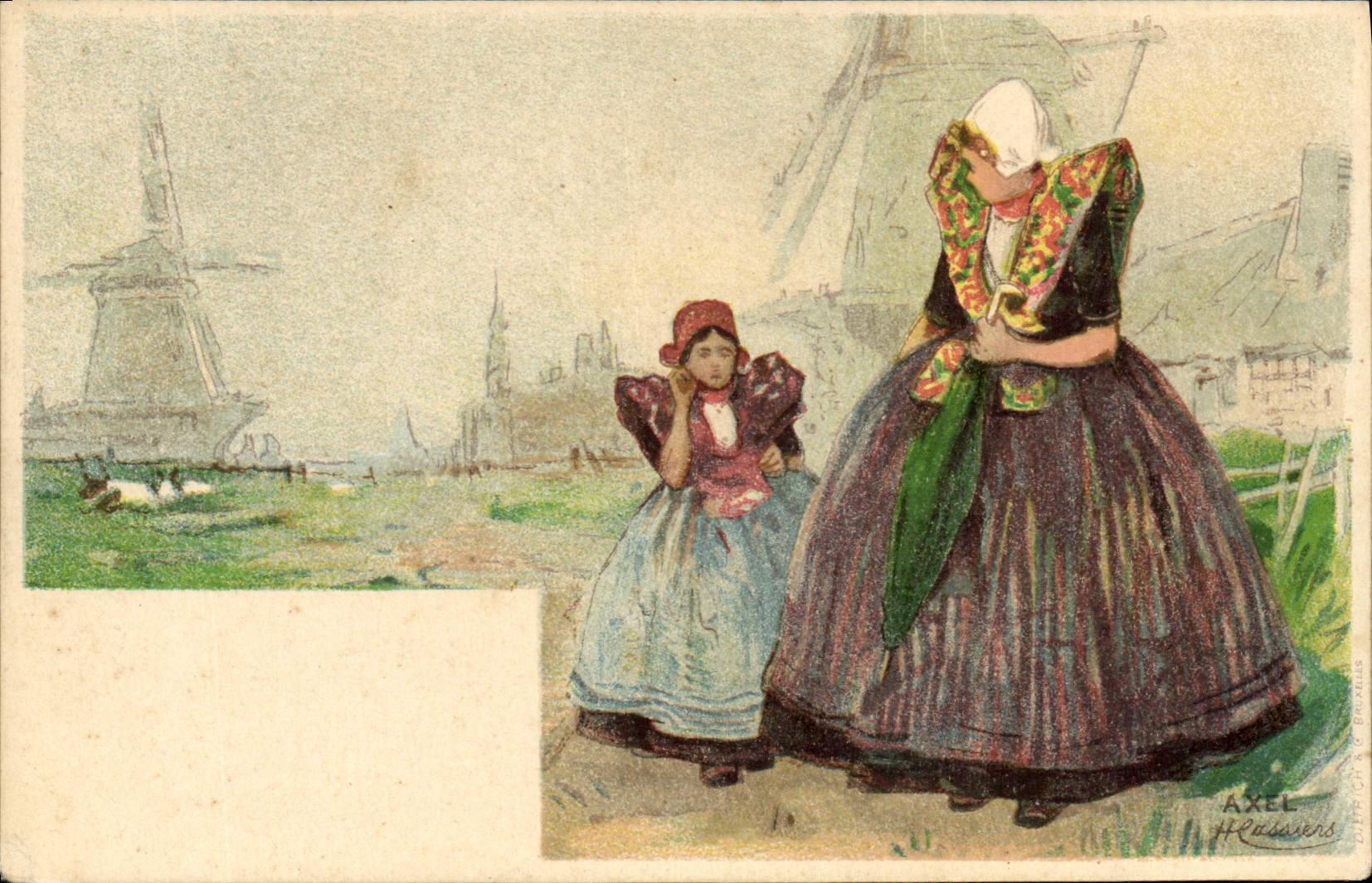 CPA Fantaisie Illustrateur Axel Moulin a vent