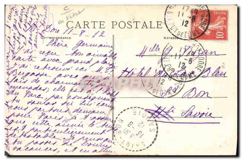 CPA Folklore Auvergne Laitiere Auvergnate Sa Bicquette Chevre — Verso