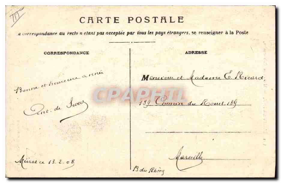 CPA Folklore Auvergne Un vieux Cabrettaire — Verso