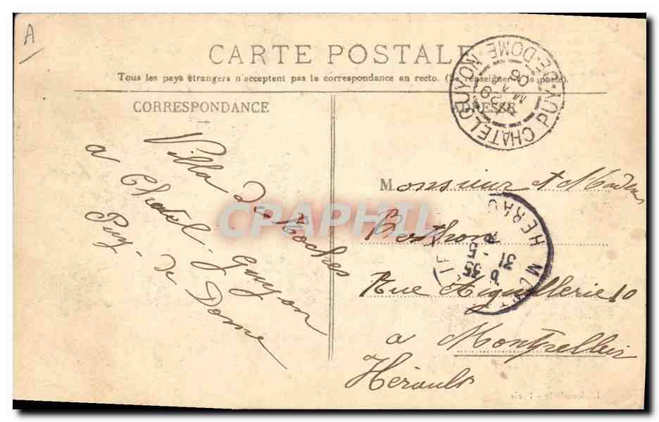 CPA Folklore Auvergne La Bourreio d'Aubergno — Verso
