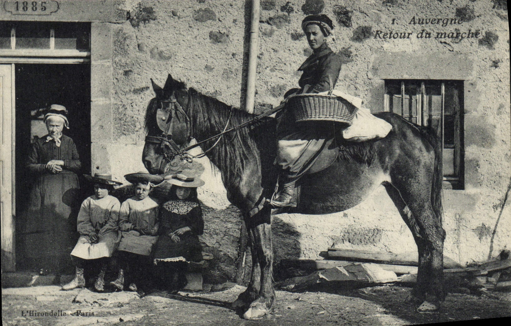 CPA Folklore Auvergne Retour du marche