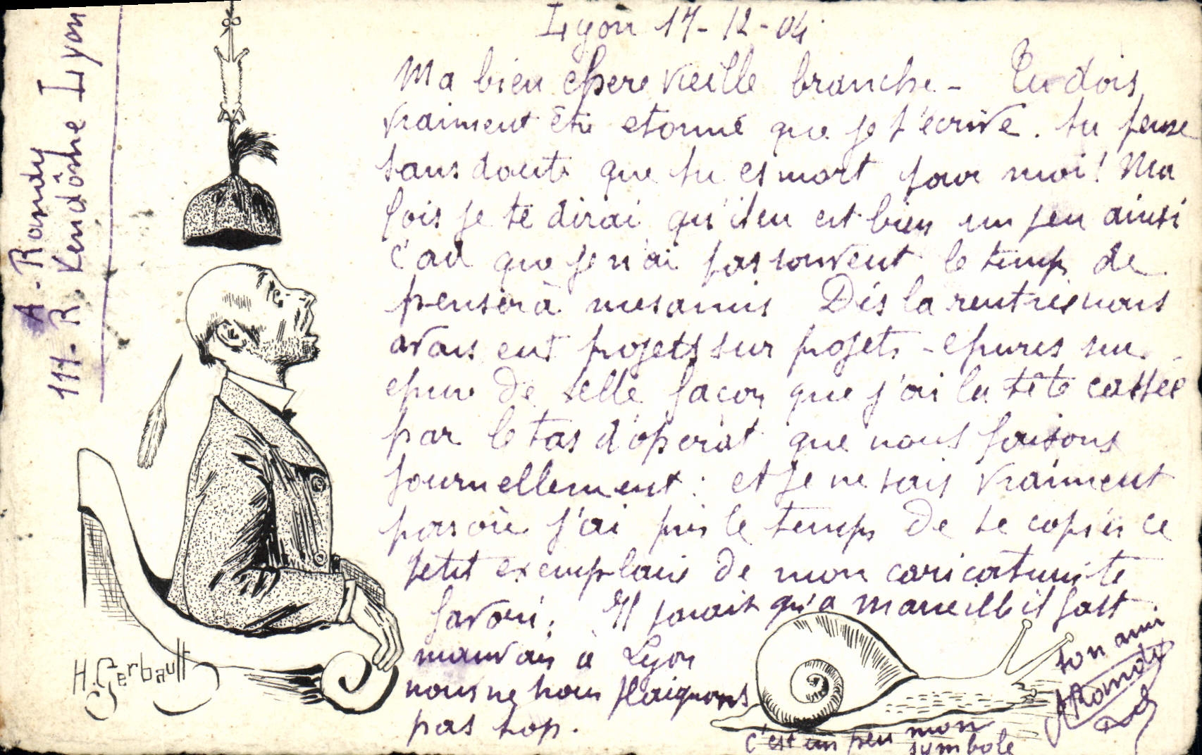 CPA Fantaisie Illustrateur Gerbault Escargot 