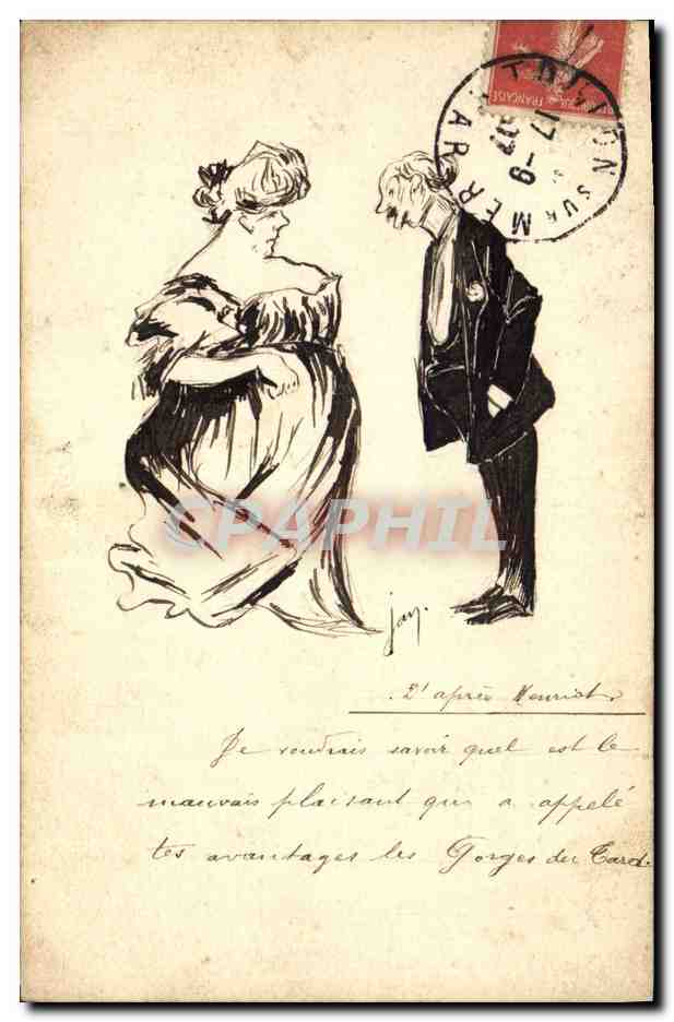 CPA (dessin la main) Homme Femme forte