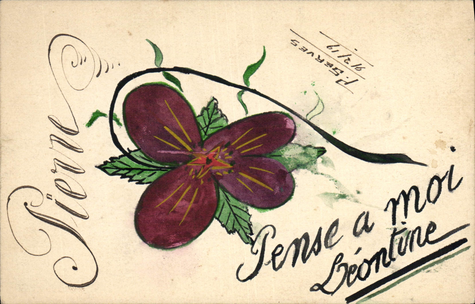 CPA (dessin la main) Fleurs Pierre
