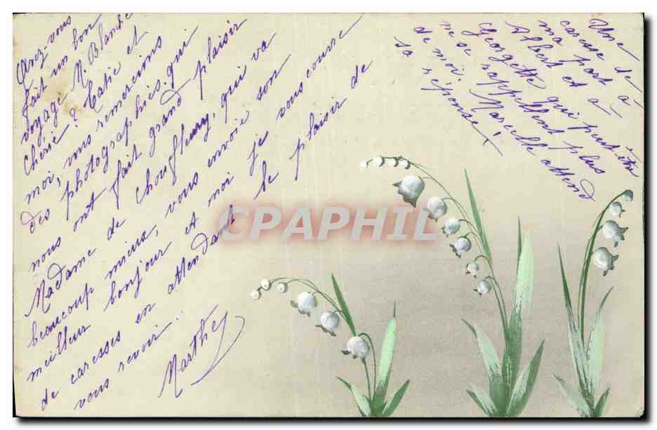 CPA (dessin la main) Fleurs Muguet