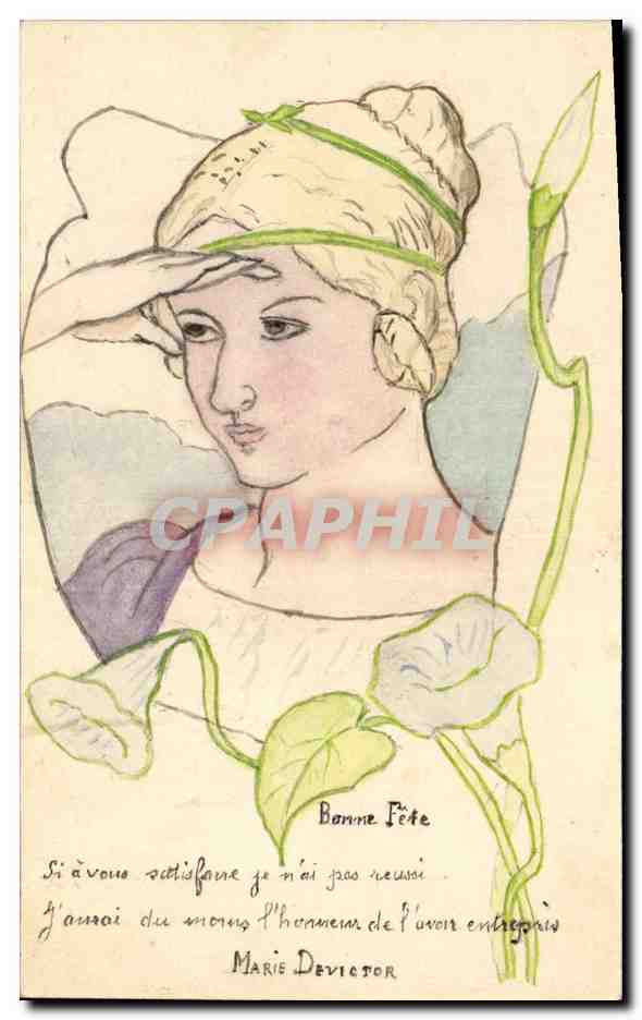 CPA (dessin la main) Femme Bonne fete