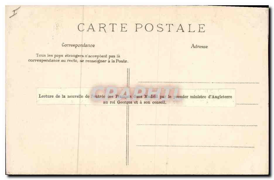 CPA Napoleon 1er Lecture de la nouvelle de l'entree des Francais dans Madrid — Verso