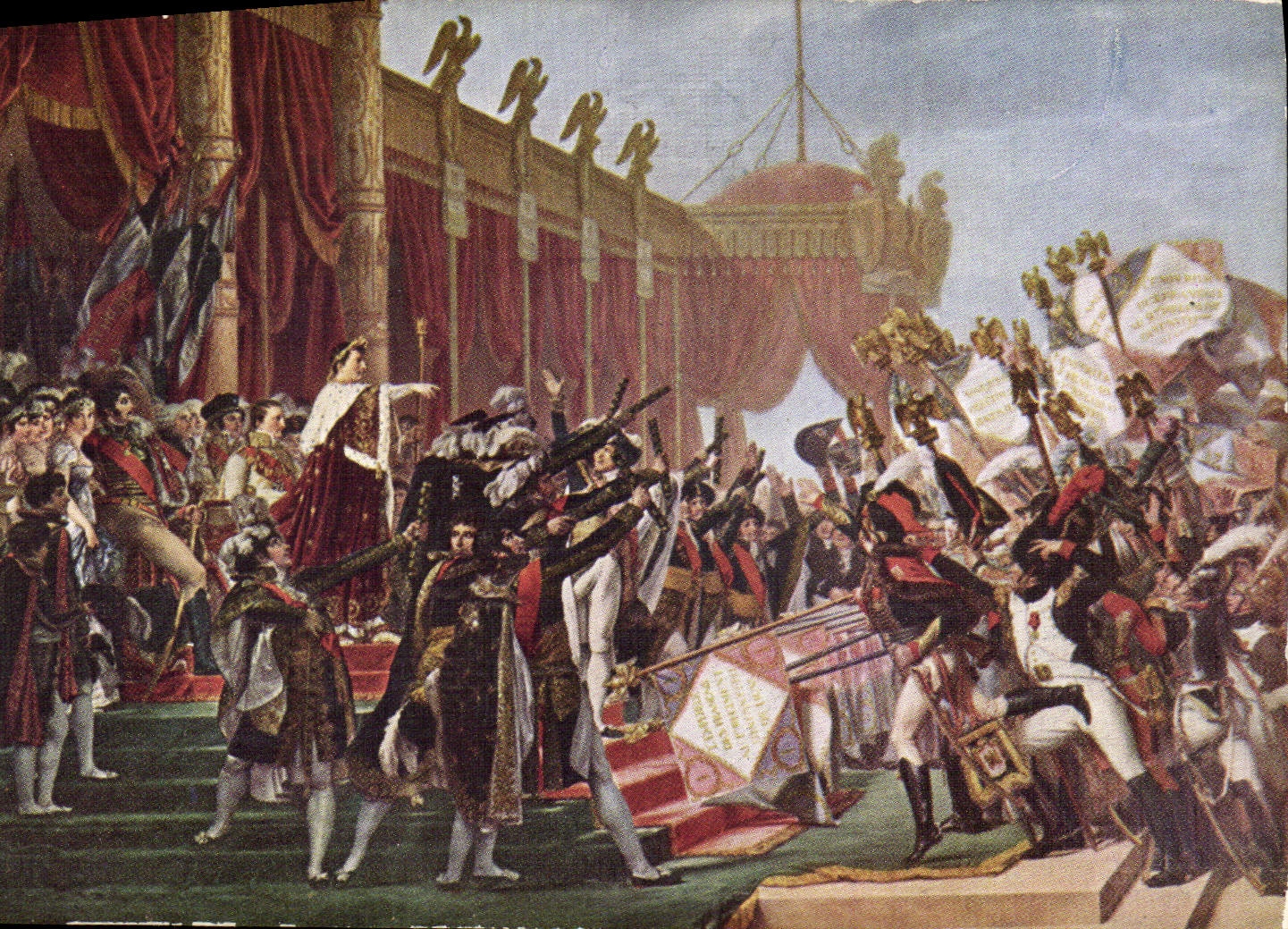 CPA Napoleon 1er David Napoleon donne des Aigles a l'armee